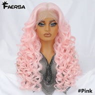 Pink Curly Glueless Synthetic 13X6 HD Lace Frontal Wig