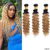 Ombre Blonde Deep Wave Hair Bundle Extensions 3pc