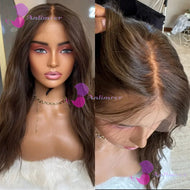 Natural Brown Wavy Glueless Brazilian 360 Full 13X6 Frontal 4X4 Closure HD Lace Wigs