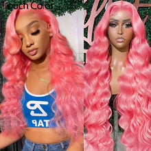 Load image into Gallery viewer, Bubble Gum Pink Body Wave Brazilian 13X6 HD Lace Frontal Wig
