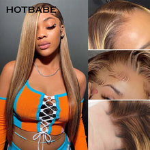 Load image into Gallery viewer, Ombre Brown w/ Honey Blonde Highlights Glueless 4X4 Closure 13X4 13X6 HD Lace Frontal Wigs
