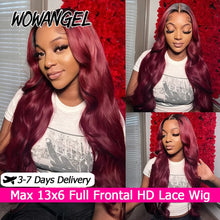 Load image into Gallery viewer, Ombre Burgundy Body Wave Brazilian 13X6 HD Lace Frontal Wig
