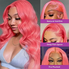 Load image into Gallery viewer, Bubble Gum Pink Body Wave Brazilian 13X6 HD Lace Frontal Wig
