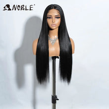 Load image into Gallery viewer, Black Straight Synthetic 13X4 Lace Frontal Wig
