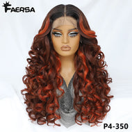 Ombre Ginger Curly Glueless Synthetic 13X6 HD Lace Frontal Wig