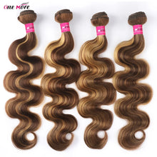 Load image into Gallery viewer, Brown Body Wave w/ Blonde Highlights Brazilian Virgin Hair Bundles 1pc 3pc 4pc
