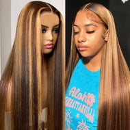 Brown /Blonde w/Highlights 13X6 Lace Frontal Wig
