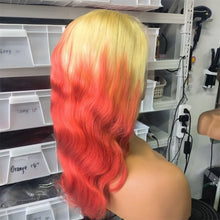 Load image into Gallery viewer, Orange Ginger w/ Blonde Highlights Brazilian 13X6 Lace Frontal Wig
