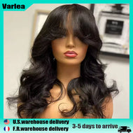 Black Body Wave Glueless 3X1 Lace Frontal Wig w/ Bangs
