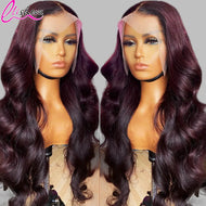 Dark Purple Body Wave Brazilian 4X4 Closure 13X4 Lace Frontal Wigs