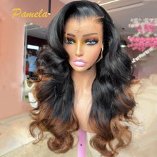 Load image into Gallery viewer, Ombre Black &amp; Brown Body Wave Glueless 4X4 Closure 13X4 Frontal Lace Wigs
