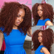 Burgundy Kinky Glueless Brazilian 13X6 HD Lace Frontal Wig