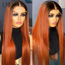 Load image into Gallery viewer, Ginger Ombre 4X4 Closure 13X4 HD Lace Frontal Wigs
