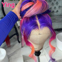 Load image into Gallery viewer, Purple, Pink, Orange Body Wave 13X6 Lace Brazilian Frontal Wig w/ Baby Hair
