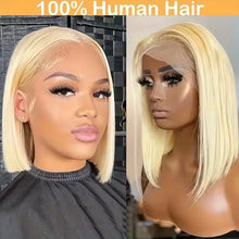 Load image into Gallery viewer, Platinum Blonde Brazilian 13X4 Bob Lace Frontal Wig
