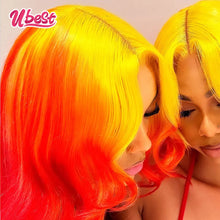 Load image into Gallery viewer, Ombre Yellow &amp; Red Body Wave Brazilian 13X6 Lace Frontal Wig
