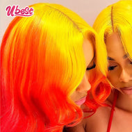 Ombre Yellow & Red Body Wave Brazilian 13X6 Lace Frontal Wig