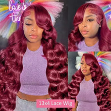 Load image into Gallery viewer, Burgundy Body Wave Brazilian 13X6 Lace Frontal Wig
