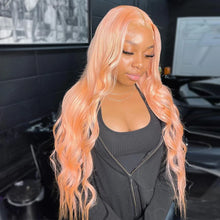 Load image into Gallery viewer, Salmon Pink 13X6 HD Brazilian Lace Frontal Wig
