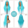 Blue Teal Straight Glueless Synthetic 13X6 HD Lace Frontal Wig