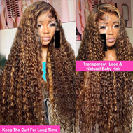 Brown w/ Highlights Curly Brazilian 13X6 Lace Frontal Wig