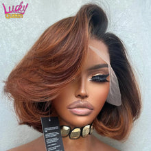 Load image into Gallery viewer, Ombre Brown BOB Body Wave Brazilian 13X4 Lace Frontal Wig
