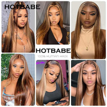 Load image into Gallery viewer, Ombre Brown w/ Honey Blonde Highlights Glueless 4X4 Closure 13X4 13X6 HD Lace Frontal Wigs
