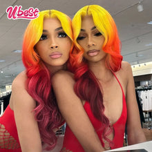 Load image into Gallery viewer, Ombre Yellow &amp; Red Body Wave Brazilian 13X6 Lace Frontal Wig
