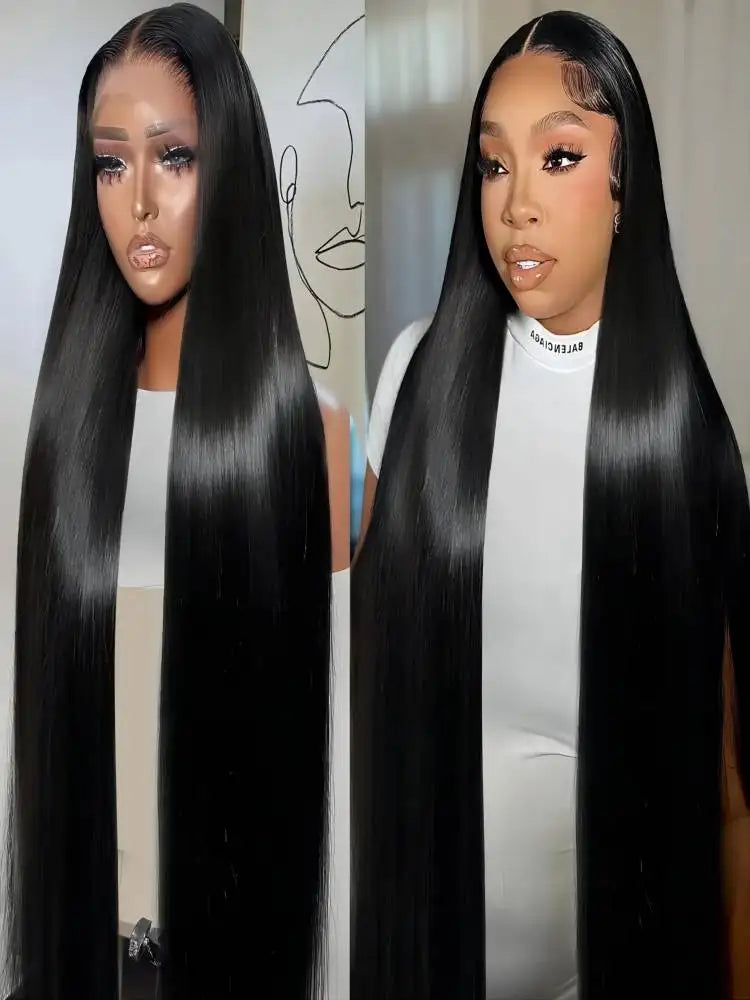 Black Bone Straight Brazilian 13X6 Lace Frontal 360 Full Wigs