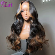 Ombre Brown w/ Blonde Highlights Body Wave 5X5 Closure 13X6 Lace Frontal Wigs