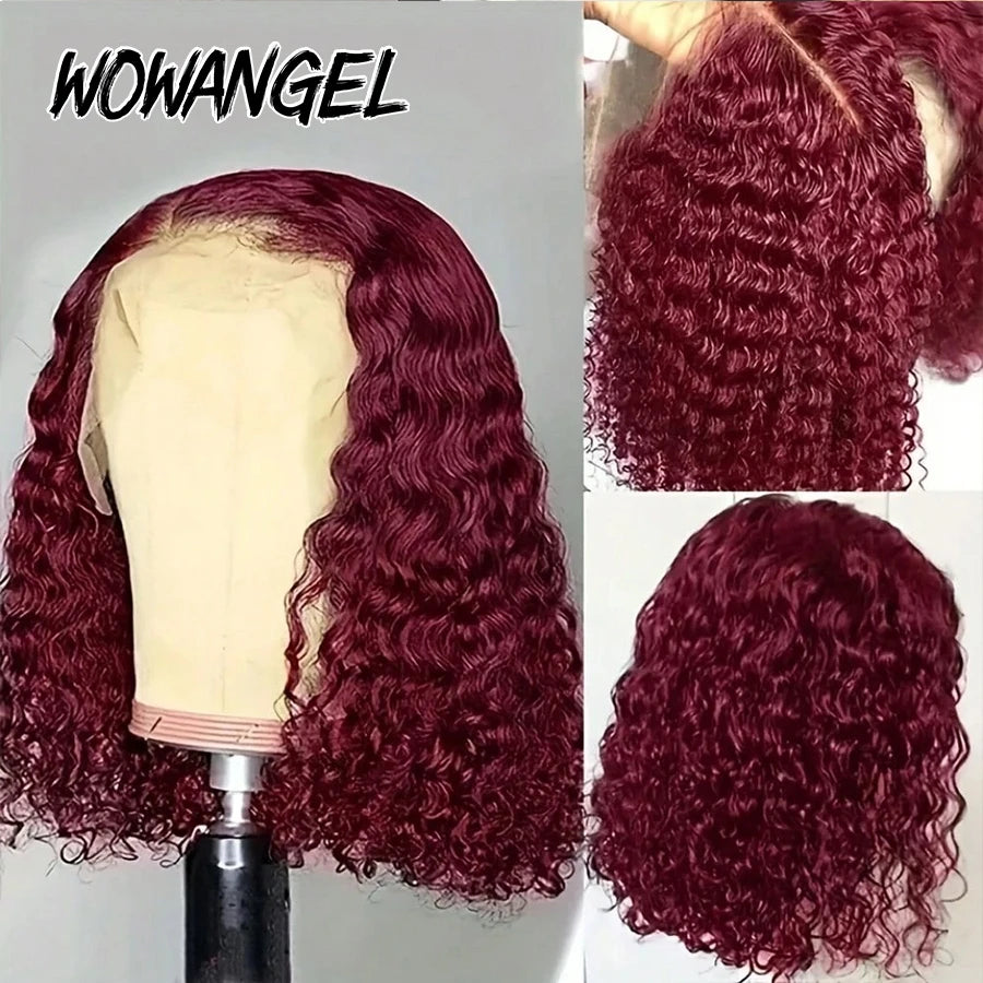 Burgundy BOB Curly Glueless 9X6 HD Lace Closure Wig