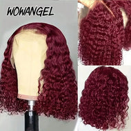 Burgundy BOB Curly Glueless 9X6 HD Lace Closure Wig
