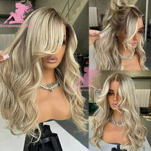 Load image into Gallery viewer, Honey Brown w/ Platinum Blonde Highlights 13X6 360 Brazilian Lace Frontal Wigs
