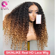 Ombre Brown & Blonde Curly Glueless 6X6 Closure 13X4 13X6 HD Lace Frontal Wigs