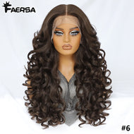 Dark Brown Curly Glueless Synthetic 13X6 HD Lace Frontal Wig