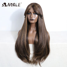 Load image into Gallery viewer, Brown w/ Blonde Highlights Straight Synthetic 13X4 Lace Frontal Wig
