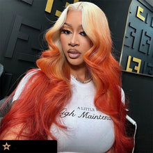 Load image into Gallery viewer, Orange Ginger w/ Blonde Highlights Brazilian 13X6 Lace Frontal Wig
