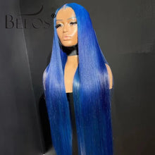 Load image into Gallery viewer, Electric Blue Straight Glueless 5X5 Closure 13X6 Frontal Lace Wigs
