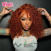 Load image into Gallery viewer, Ginger Brown Water Wave Curly 13X6 Brazilian Lace Frontal Wig
