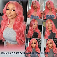 Load image into Gallery viewer, Bubble Gum Pink Body Wave Brazilian 13X6 HD Lace Frontal Wig

