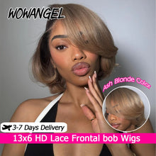Load image into Gallery viewer, Ash Blonde Ombre Bob Brazilian 13X6 HD Lace Frontal Wig
