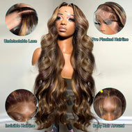 Brown w/ Blonde Highlights Brazilian 13X6 Lace Frontal Wig