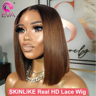 Ombre Brown Bob Brazilian Glueless 13X6 HD Lace Frontal Wig
