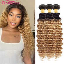 Load image into Gallery viewer, Ombre Blonde Deep Wave Hair Bundle Extensions 3pc
