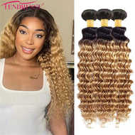 Ombre Blonde Deep Wave Hair Bundle Extensions 3pc