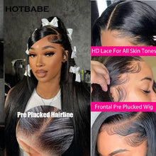 Load image into Gallery viewer, Black Bone Straight Brazilian 360 13X6 HD Lace Frontal Wigs
