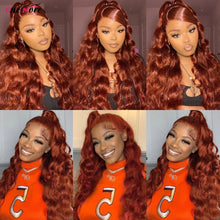 Load image into Gallery viewer, Burgundy Deep Wave Brazilian 13X6 Lace Frontal Wig
