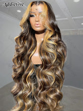 Load image into Gallery viewer, Brown w/ Blonde Highlights Body Wave 13X6 Lace Frontal Wig

