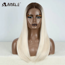 Load image into Gallery viewer, Ombre Platinum Blonde Straight Synthetic 13X4 Lace Frontal Wig
