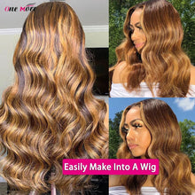 Load image into Gallery viewer, Brown Body Wave w/ Blonde Highlights Brazilian Virgin Hair Bundles 1pc 3pc 4pc
